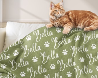 Blanket with Pet Name, Cat Blanket, Personalized Dog Blanket, Pet lover Gifts, Custom Blanket