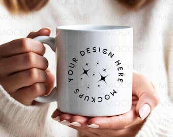 White Mug Mockup | Blank Mug | Coffee Mug Mockup | 11 oz Smart Object PSD JPG