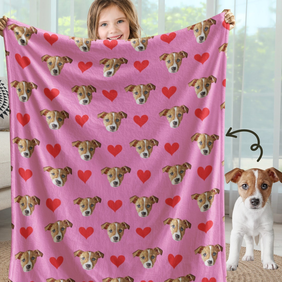 Blanket Personalized With Dog Face, Custom Blanket With Dog Cat