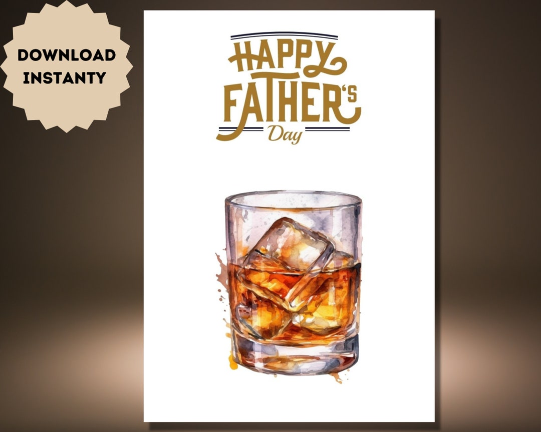 Whisky Fathers Day Card From Daughter Son, Printable Card for Dad, Cute ...