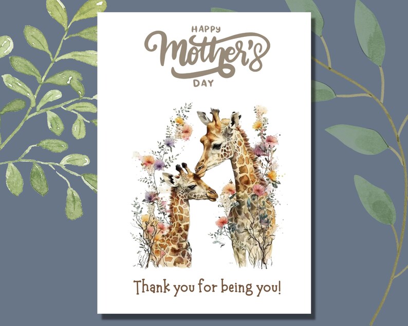 Printable Mothers Day Card, Happy Mother's Day Card Mothers Day Gift Printable Card for Mom Cute ...