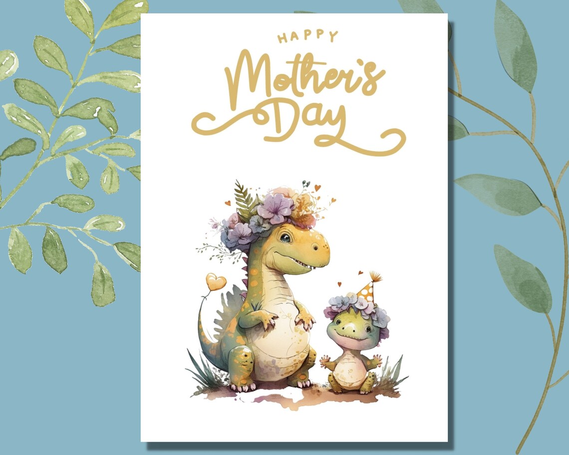 Serene Dinosaur Mothers Day Card Scene for Desktop Serene Dinosaur Mothers Day Card Scene for Desktop