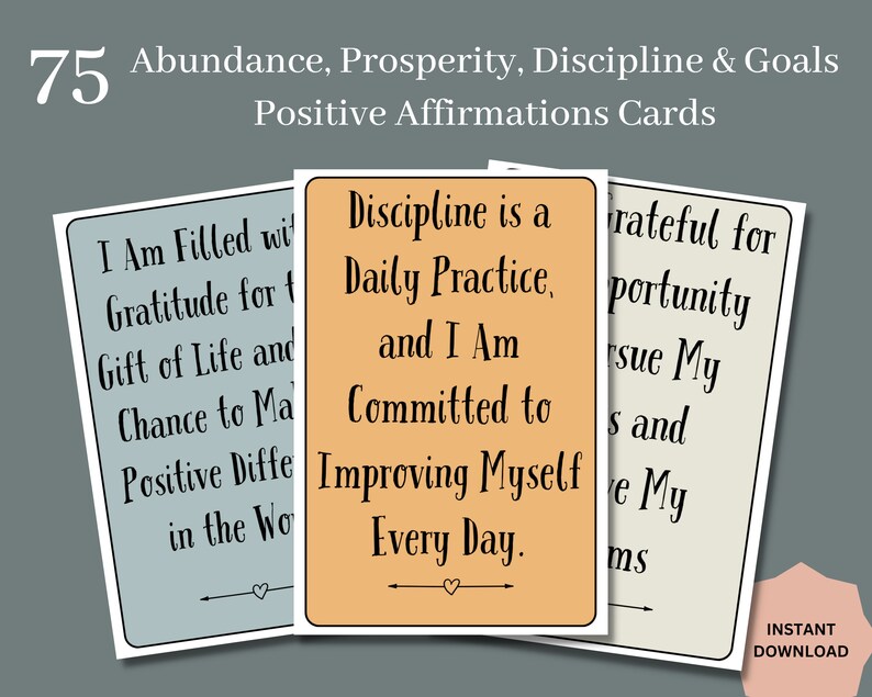Positive Affirmation Cards | Printable Card Deck 30 Daily Positive