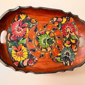 Vintage Mexicana Batea handmade Folk decor tray