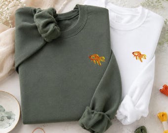 Goldfish Embroidered Sweatshirt: Unisex Aquarist Gift