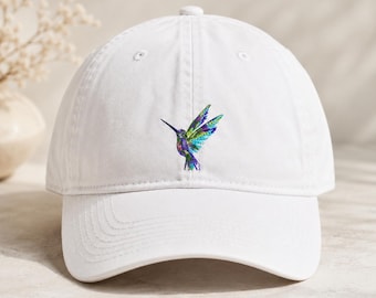 Embroidered Hummingbird Baseball Cap: Bird Watcher Hat