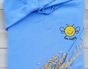 Bestickter Bienen glücklicher Hoodie: Unisex Comfort Fit