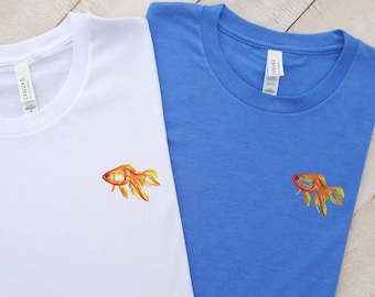 Goldfish Embroidered Unisex T-shirt: Aquarist Gift