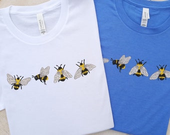 Bees Embroidered Unisex T-shirt, Bee Lover Gift