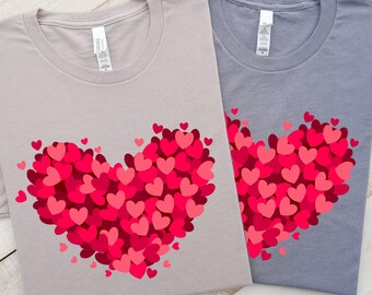 T-shirt rouge à imprimé coeur : t-shirt unisexe pour la Saint-Valentin