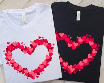 T-shirt rouge à imprimé coeur : t-shirt unisexe pour la Saint-Valentin