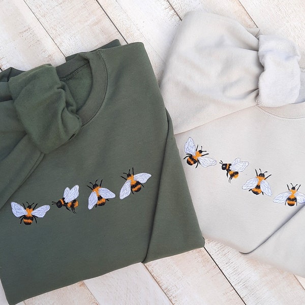 Sudadera con abejas bordadas: regalo unisex de cuello redondo para amantes de las abejas