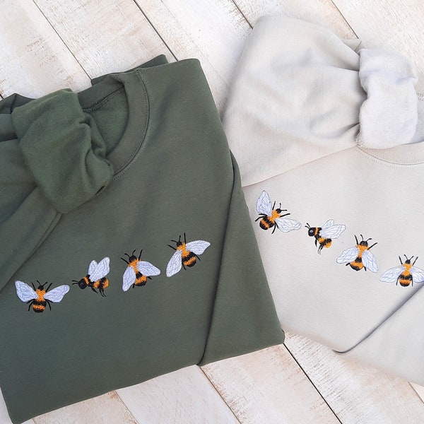 Bees Embroidered Sweatshirt Gift, Embroidered Bees Sweater, Bee Lover Sweatshirt, Themed Gifts Bee, Cute Bees Embroidered Sweatshirt Unisex!