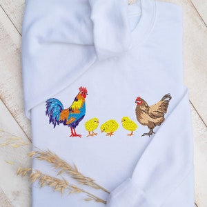 Embroidered Chicken Sweatshirt, Chicken Embroidered Sweatshirt Unisex, Cute Chicken Sweatshirt Crewneck, Chicken Farm Sweatshirt Gift!