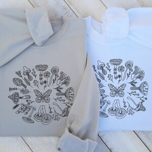 Mushrooms Embroidered Sweatshirt, Mushroom Sweatshirt Gift for Mushrooms Lover, Unisex Crewneck Sweatshirt Custom Embroidered Mushrooms!