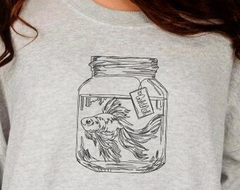 Embroidered Goldfish Sweatshirt: Unisex Graphic Crewneck