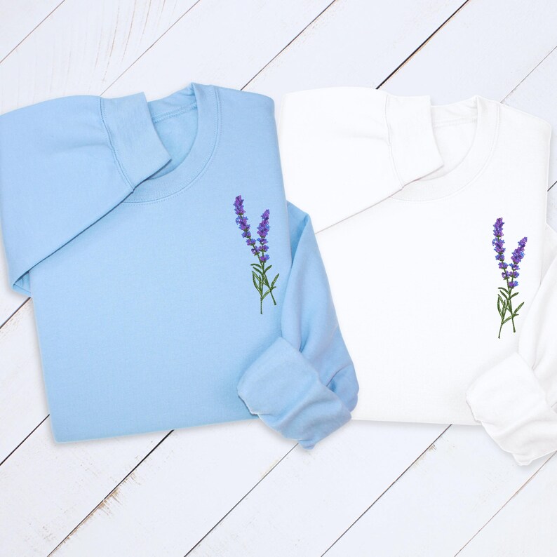 Lavender Embroidered Hoodie: Botanical Wildflower Sweatshirt, Cottagecore Gift image 3