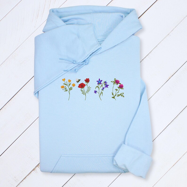 Embroidered Wildflower Sweatshirt: Unisex Botanical Crewneck image 7