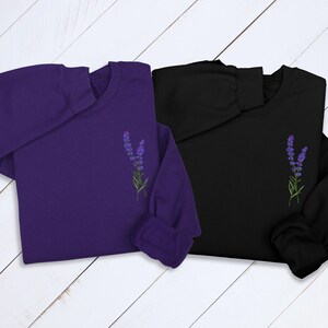 Lavender Embroidered Hoodie: Botanical Wildflower Sweatshirt, Cottagecore Gift image 8