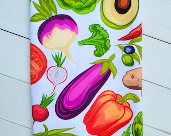Paño de cocina con estampado vegetal – Decoración de cocina de algodón colorida