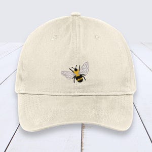 Bee Embroidered Hat, Cute Nature Inspired Baseball Cap, Minimalist Animal Gift, Whimsical Outdoor Embroidery Accessory