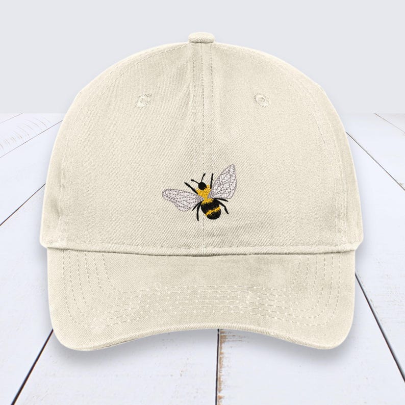 Bee Embroidered Cotton Twill Hat: Nature Inspired Baseball Cap - Etsy