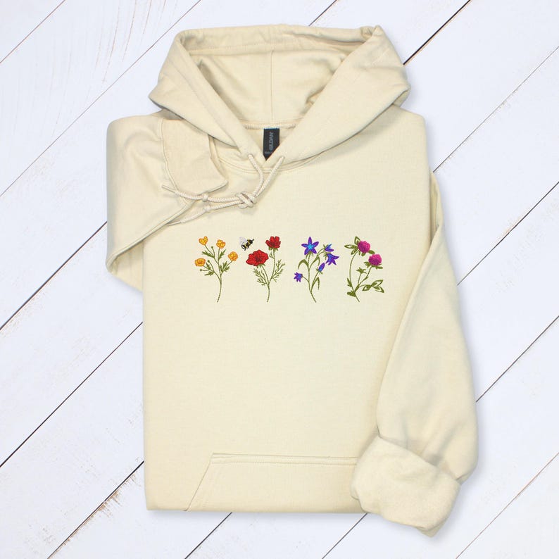 Embroidered Wildflower Sweatshirt: Unisex Botanical Crewneck image 8