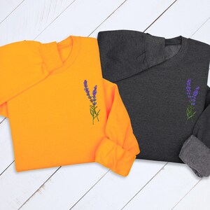 Lavender Embroidered Hoodie: Botanical Wildflower Sweatshirt, Cottagecore Gift image 6