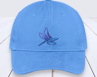 Embroidered Dragonfly Baseball Cap: Adjustable Twill Hat