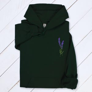 Lavender Embroidered Hoodie: Botanical Wildflower Sweatshirt, Cottagecore Gift Forest