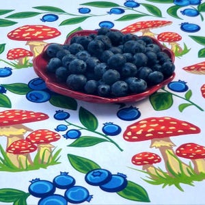 Tea towel blueberries and mushrooms - 100% cotton dish towel, kitchen decor gift, flour sack towel, unique gift for mother’s day!
