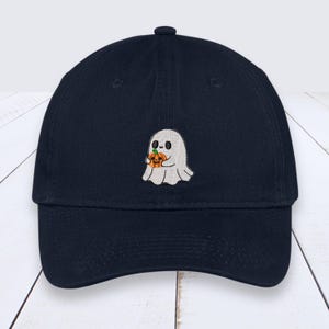 Cute Ghost Embroidered Hat, Halloween Aesthetic Baseball Cap, Spooky Season Gift, Fall Pumpkin Design, Fun Minimalist Accessory Unisex