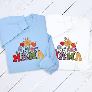 Floral Mama Embroidered Sweatshirt & Hoodie, Colorful Mother&#39;s Day Gift, Comfy Unisex Mama Pullover, Perfect Gift for Moms!