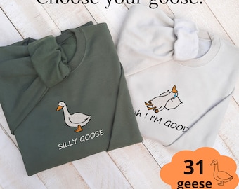 Sweat-shirt brodé d'oie personnalisé : col rond en coton personnalisé P-XXL