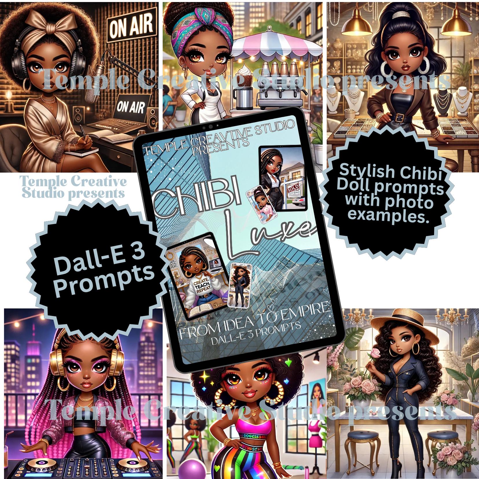 store product block Chibi Luxe From Idea to Empire Prompts | DALL·E 3 AI Art Prompts for Black Women Entrepreneurs | Digital Download for Visionaries poster