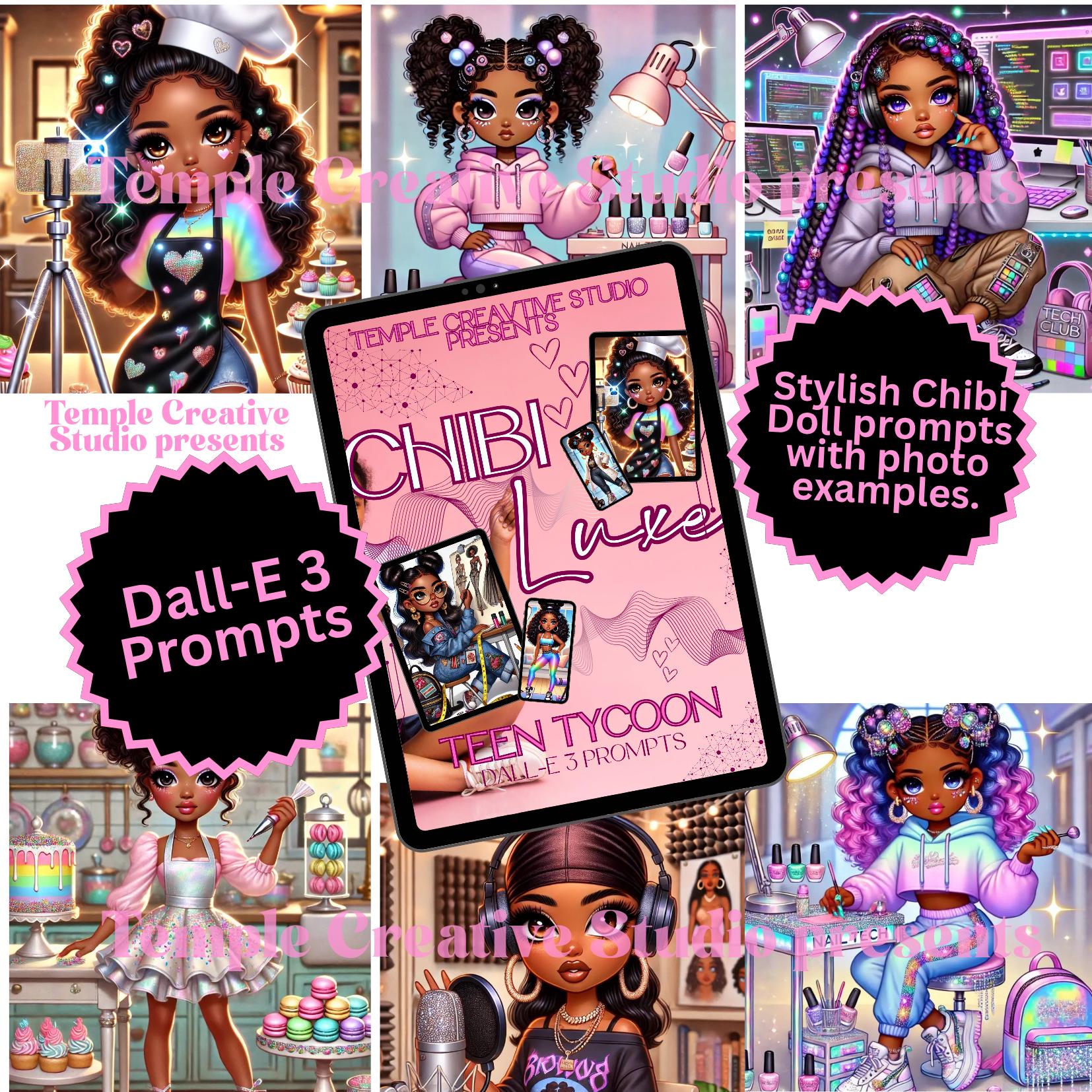 store product block Chibi Luxe Teen Tycoon Prompts | DALL·E 3 AI Art for Girl Bosses | Digital Download for Kidpreneurs, Creatives & Young Visionaries poster