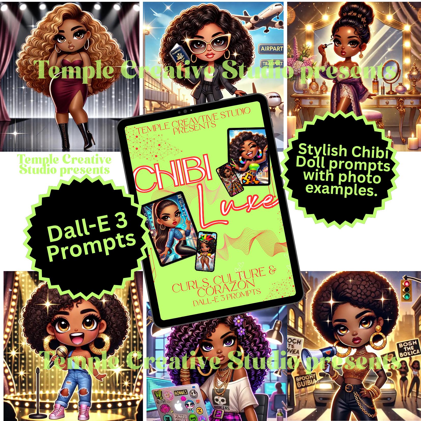 store product block Chibi Luxe Curls, Culture & Corazón Prompts | Afro-Latina DALL·E 3 AI Art Prompts | Download digital para arte, adesivos e produtos poster