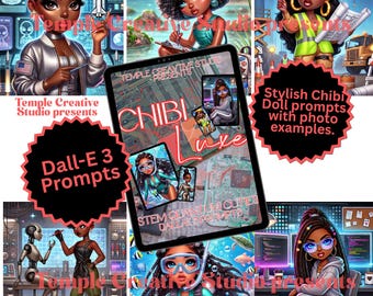 Chibi Luxe STEM Quantum Cuties | DALL·E 3 AI Art Prompts | Black Women in Science, Tech, and Engineering | Digital Download