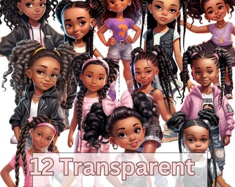 Empowering Black Girl Clip Art | 12 Unique Illustrations for Creative Projects| Perfect for Crafts, Graphic Design, School Projects