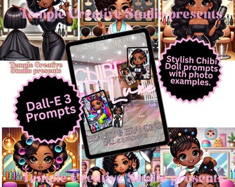 Chibi Luxe Beauty & Branding Prompts | DALL·E 3 AI Art Prompts for Black Beauty Bosses | Digital Download for Hair, Nails and Merch Creators