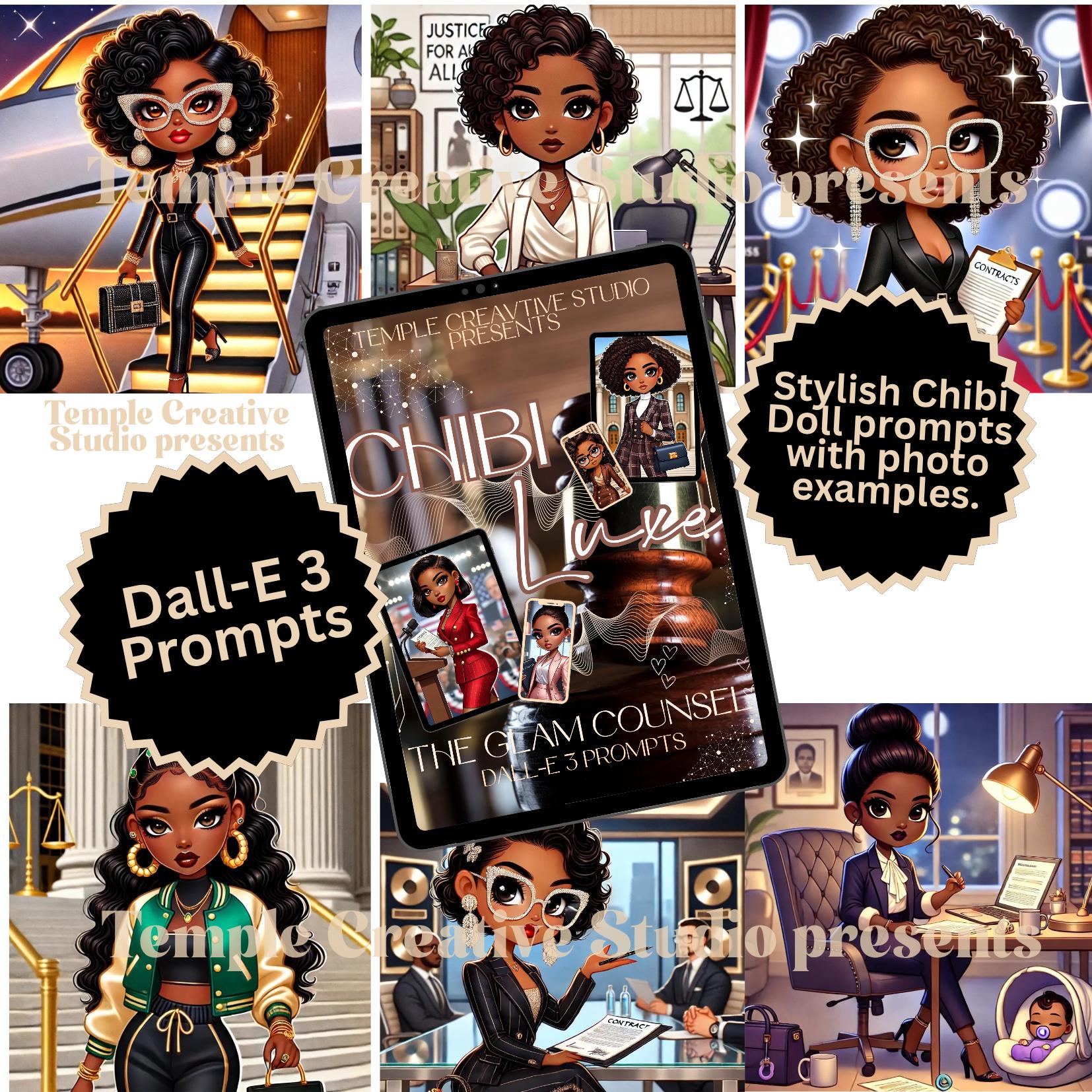 store product block Chibi Luxe The Glam Counsel Prompts | DALL·E 3 KI-Kunst für Schwarze Schwiegerfrauen | Digitaler Download für Rechtsinhaber & Kunstmacher poster