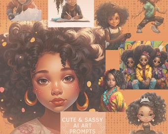 Midjourney Prompts, Little Black Girls clip art,Midjourney Prompt Guide, Positive Image Prompts for Empowering Little Black Girls