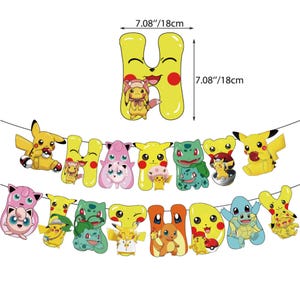 Pokemon Birthday Backdrop and Banner: Pikachu & Friends Party Decoration (3x5 ft) image 9