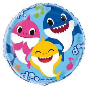 Baby Shark Balloons 18&quot; Balloon Bouquet Set For a Baby Shark Themed Birthday or Baby Shower Balloon Decoration Centerpiece