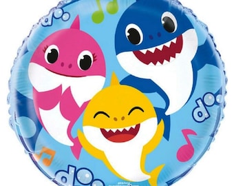 Baby Shark Balloons 18&quot; Balloon Bouquet Set For a Baby Shark Themed Birthday or Baby Shower Balloon Decoration Centerpiece