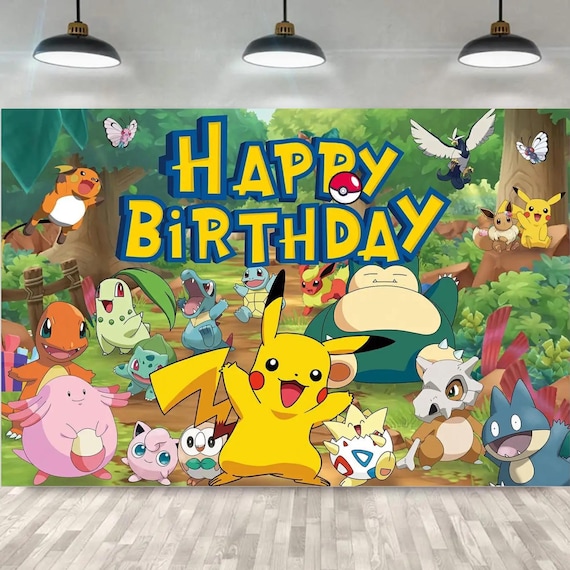 Pokemon Birthday Backdrop: Pikachu & Friends Party Decoration (3x5 ft)