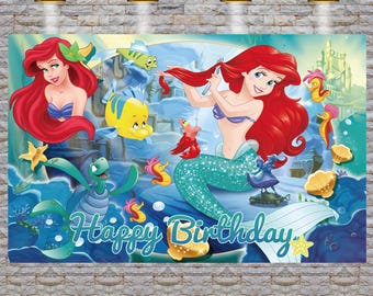 Little Mermaid Birthday Backdrop: Ariel Party Decoration (3x5 Foot)