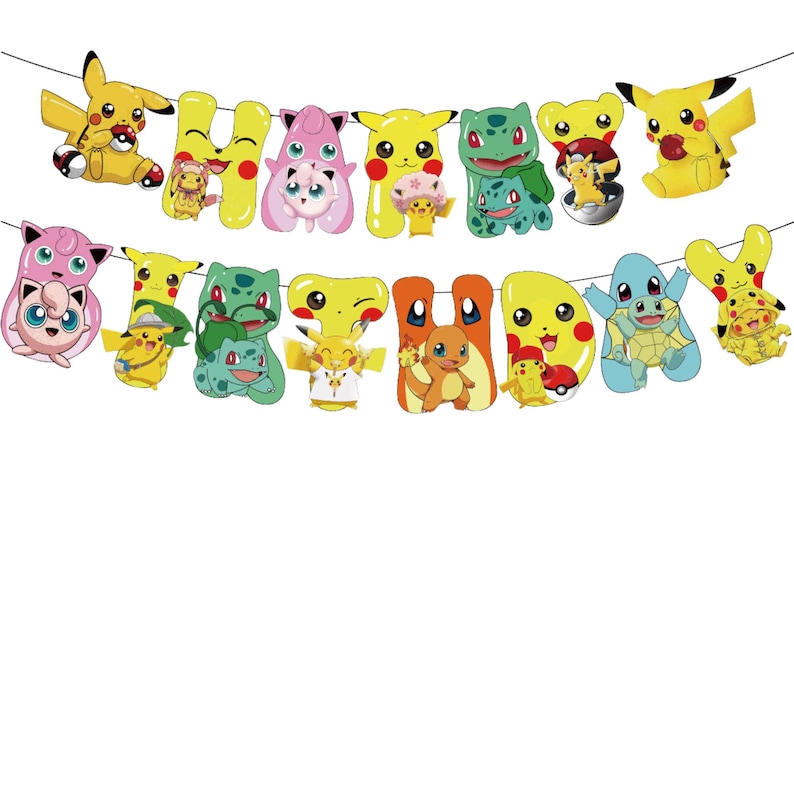 Pokemon Birthday Backdrop and Banner: Pikachu & Friends Party Decoration (3x5 ft) image 8