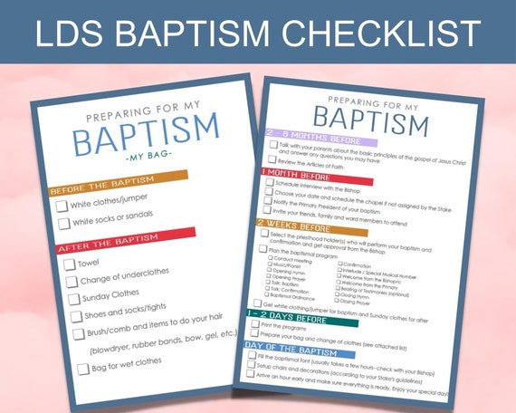LDS Baptism Checklist English - Etsy