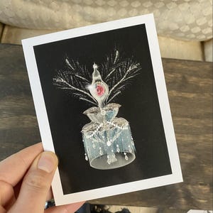 Carte vierge nostalgique | Fontaine féérique des vœux | Carte faite main de paillettes scintillantes | Papeterie pour gâteaux | courrier postal | Pli en deux (simple)